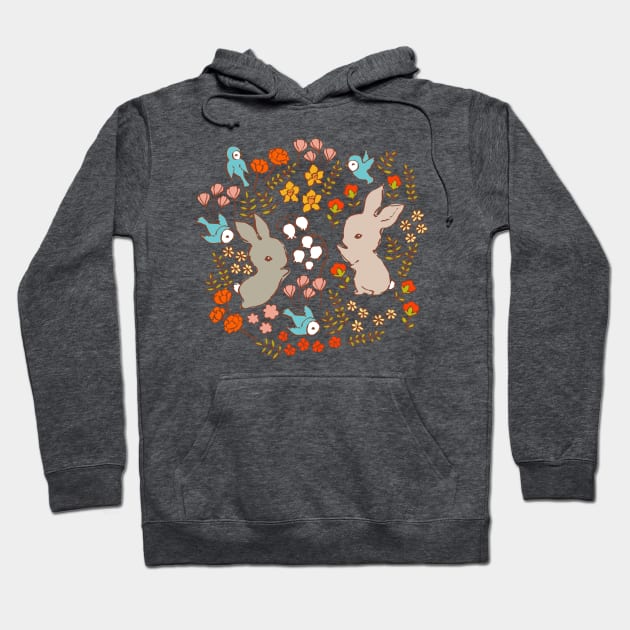 Vintage Bunnies in Spring Hoodie by Cecilia Mok